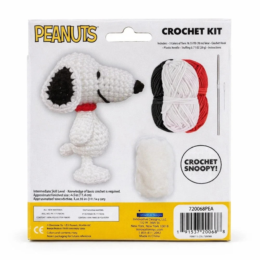 Peanuts Crochet Kit Bundle Snoopy Woodstock Beginner‎ Complete Gift Set NIB DIY